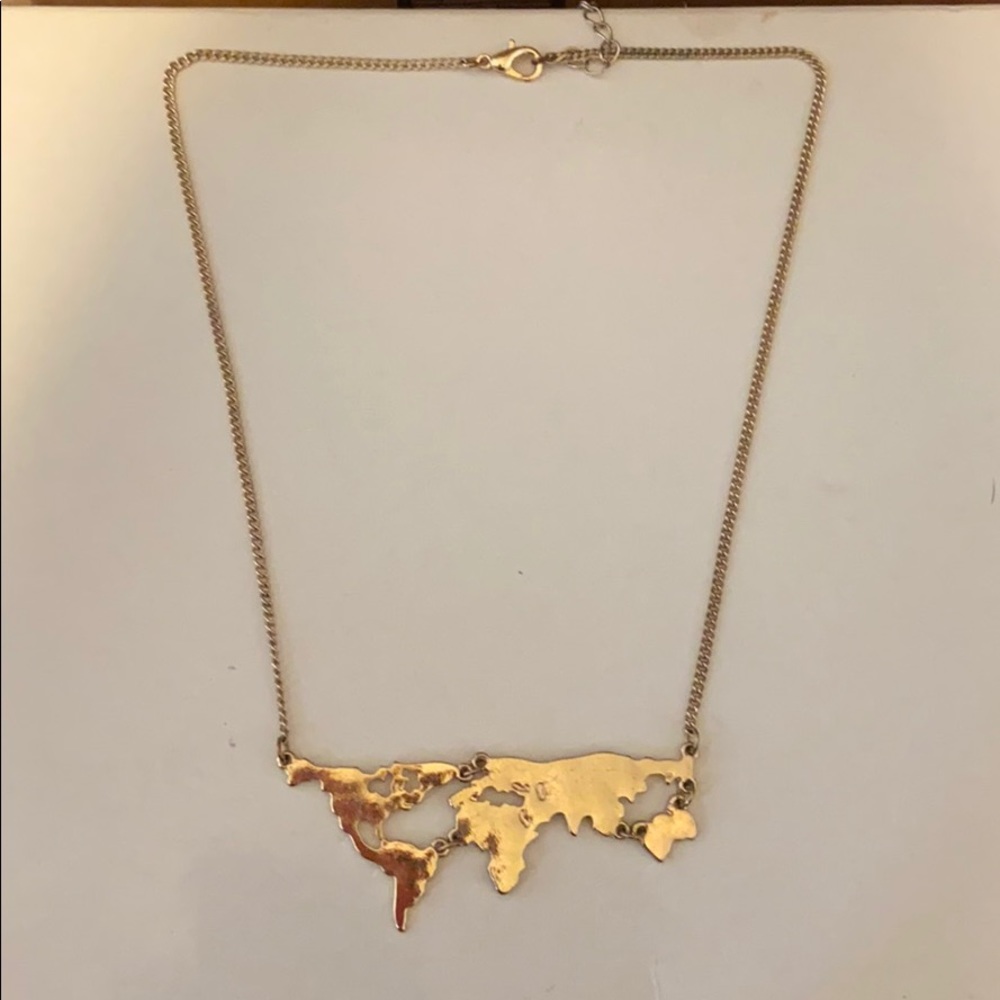 Gold World Map Necklace